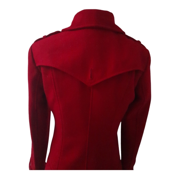 Guess Wool Blend Red Rouge Peacoat Fit & Flare Midi Swing Jacket  Lined Size XS - Picture 5 of 15